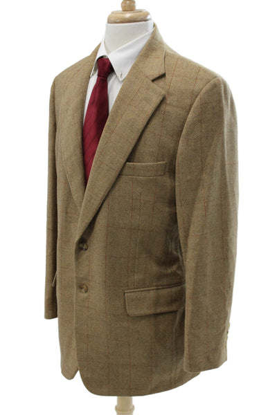 Paul Smith Mens Blazer Brown Herringbone Rayon Button Closure Size 42