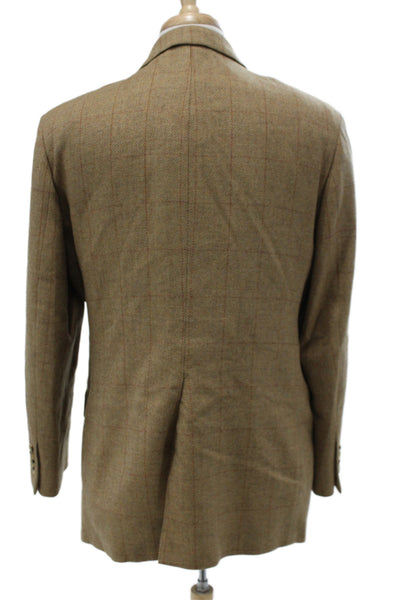 Paul Smith Mens Blazer Brown Herringbone Rayon Button Closure Size 42