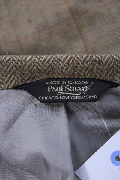 Paul Smith Mens Blazer Brown Herringbone Rayon Button Closure Size 42