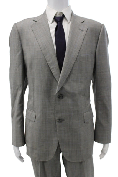 Paul Smith Mens 2 Piece Gray Plaid Wool Suit Size 43