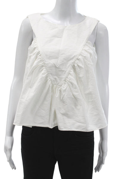 Mare Mare Womens Basic White Cotton Round Neck Tank Top Size XS