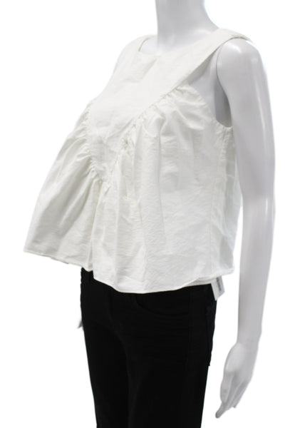Mare Mare Womens Basic White Cotton Round Neck Tank Top Size XS