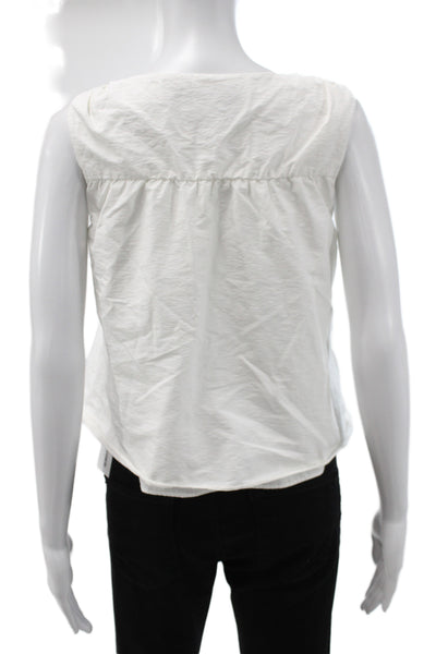 Mare Mare Womens Basic White Cotton Round Neck Tank Top Size XS