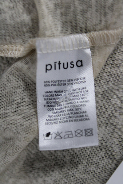 Pitusa Women Maxi Dress Beige Striped Halter Sleeveless Bohemian Size One Size