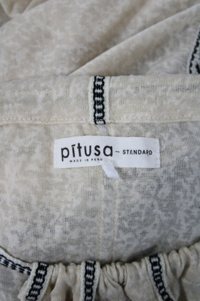 Pitusa Women Maxi Dress Beige Striped Halter Sleeveless Bohemian Size One Size