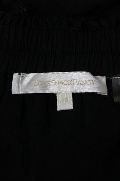 Love Shack Fancy Womens Black Cotton Bohemian Mini Skirt Size XS