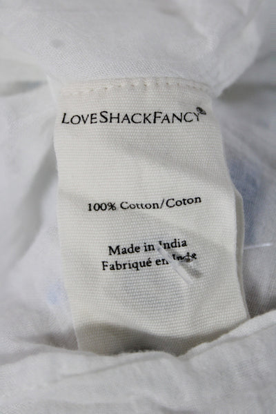 Love Shack Fancy Womens Mini Skirt Blue Floral Cotton Boho Pull On Size XS