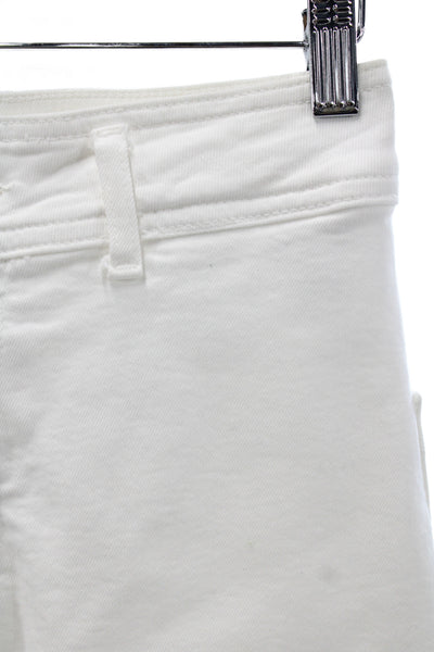 Zara Women Wide-Leg Jeans White High-Rise Cotton Button Size 4