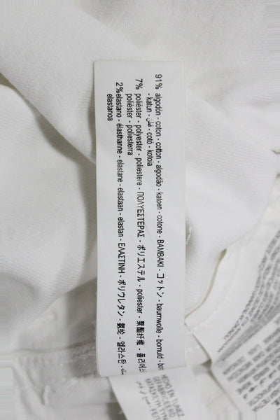 Zara Women Wide-Leg Jeans White High-Rise Cotton Button Size 4