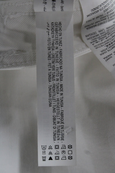 Zara Women Wide-Leg Jeans White High-Rise Cotton Button Size 4