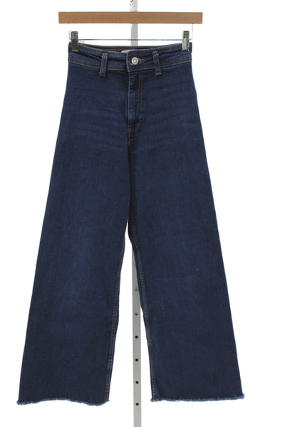 Zara Womens Wide Leg Jeans Blue High Rise Cotton Size 2