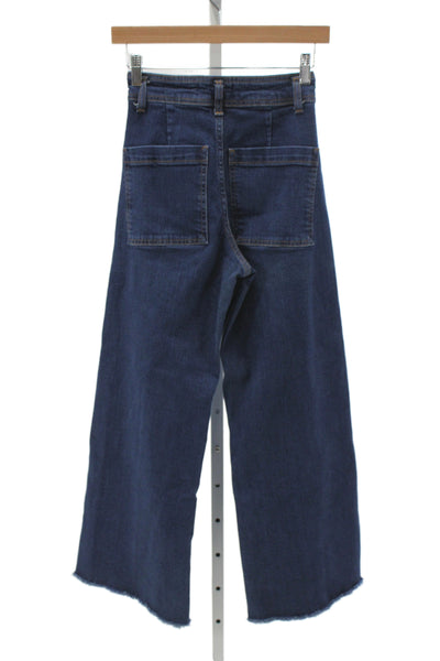 Zara Womens Wide Leg Jeans Blue High Rise Cotton Size 2