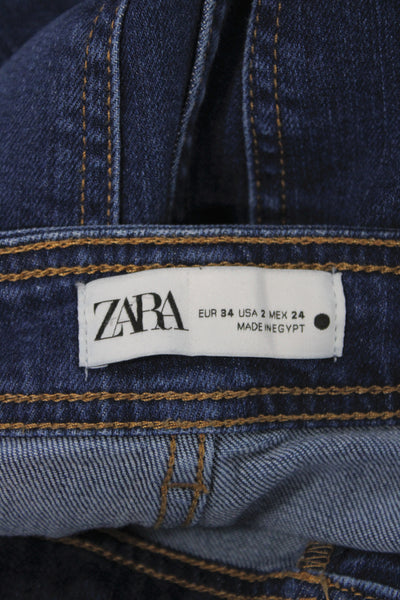 Zara Womens Wide Leg Jeans Blue High Rise Cotton Size 2
