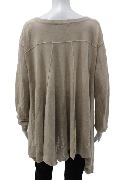Lisa Todd Womens 100% Linen Beige V-Neck Pullover Long Sleeve Size M
