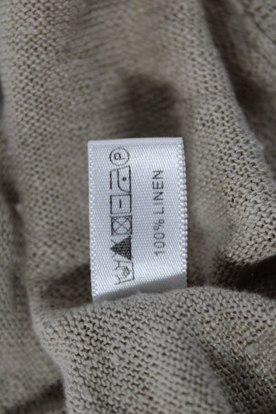 Lisa Todd Womens 100% Linen Beige V-Neck Pullover Long Sleeve Size M