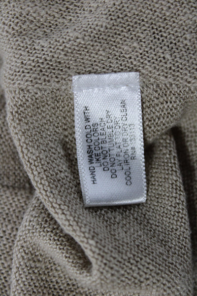 Lisa Todd Womens 100% Linen Beige V-Neck Pullover Long Sleeve Size M