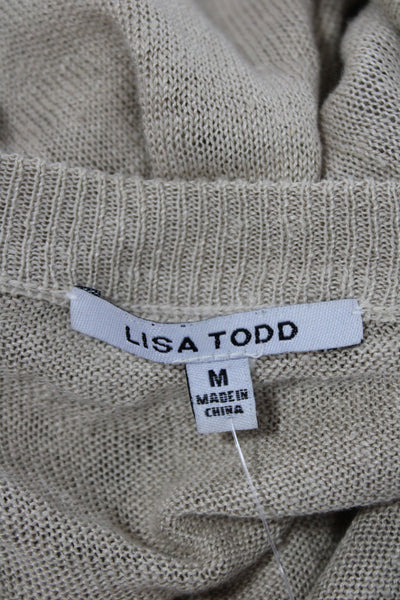 Lisa Todd Womens 100% Linen Beige V-Neck Pullover Long Sleeve Size M