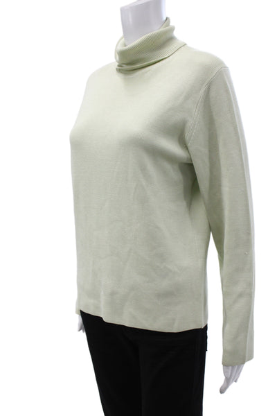 Belford Women Pullover Silk Turtleneck Sweater Green Long Sleeve Size L