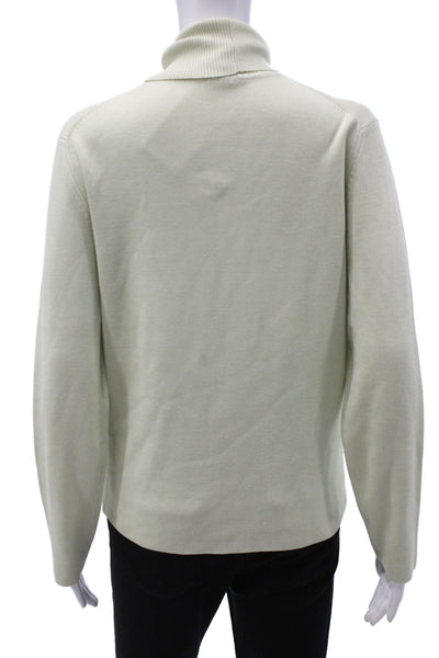 Belford Women Pullover Silk Turtleneck Sweater Green Long Sleeve Size L