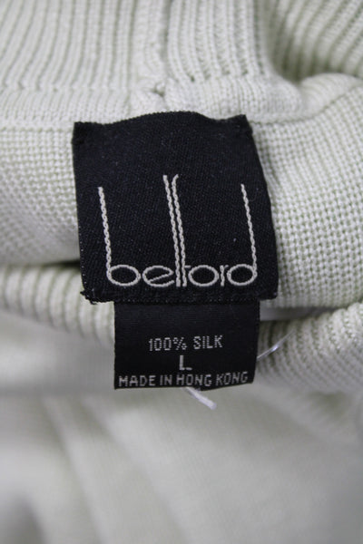 Belford Women Pullover Silk Turtleneck Sweater Green Long Sleeve Size L