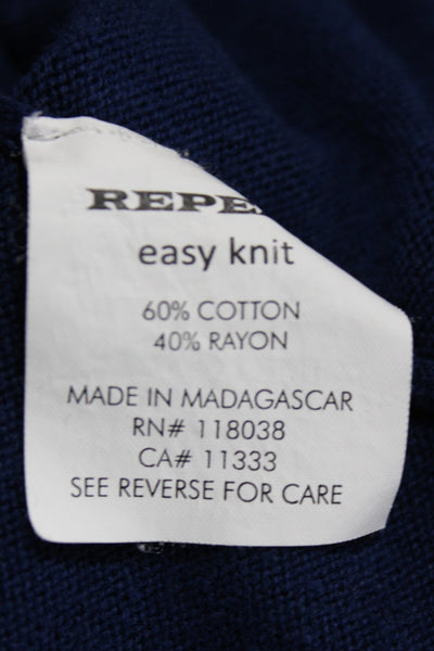 Repeat Womens Pullover Sweater Scoop Neck Long Sleeve Blue 60% Cotton Size 44