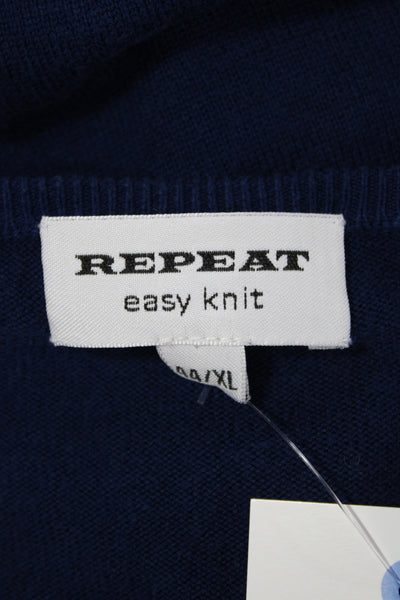 Repeat Womens Pullover Sweater Scoop Neck Long Sleeve Blue 60% Cotton Size 44