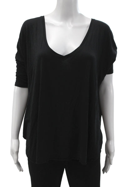 Feel The Piece Womens Basic V-Neck Short Sleeve T-Shirt Black Size One Size