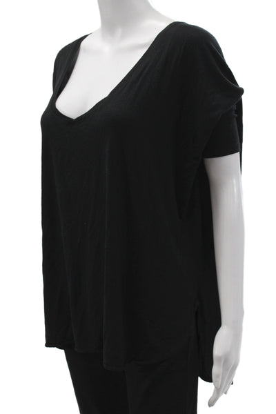 Feel The Piece Womens Basic V-Neck Short Sleeve T-Shirt Black Size One Size