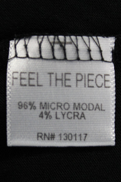 Feel The Piece Womens Basic V-Neck Short Sleeve T-Shirt Black Size One Size