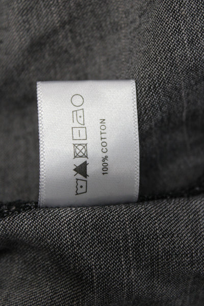 Lisa Todd Womens Tunic Button-Up Gray Collared Cotton Long Sleeve Stars Size L