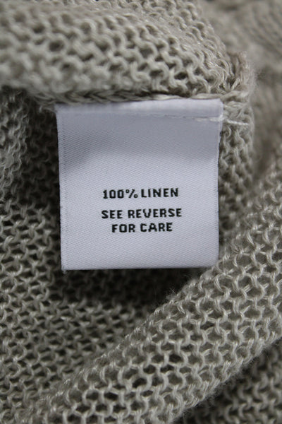 525 America Women Pullover Sweater Beige V Neck Long Sleeve Linen Beach Size L