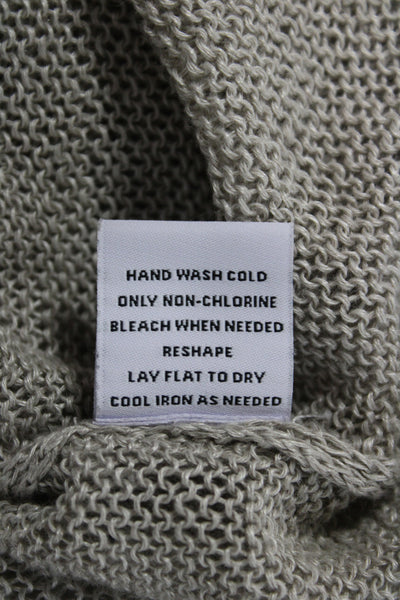 525 America Women Pullover Sweater Beige V Neck Long Sleeve Linen Beach Size L