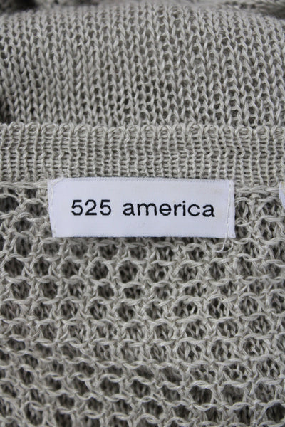 525 America Women Pullover Sweater Beige V Neck Long Sleeve Linen Beach Size L