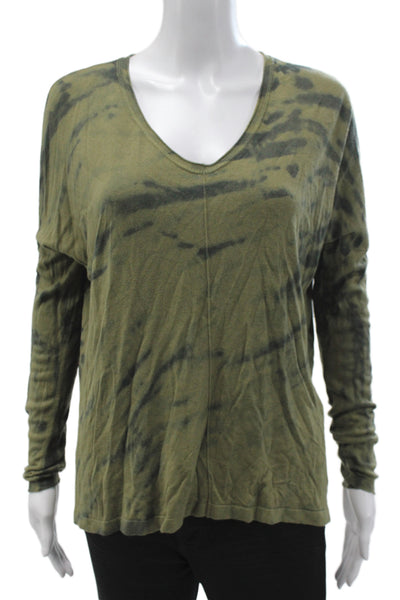 Kokun Womens Cashmere V-Neck Camouflage T-Shirt Long Sleeve Size M
