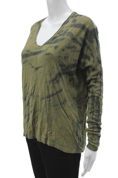 Kokun Womens Cashmere V-Neck Camouflage T-Shirt Long Sleeve Size M