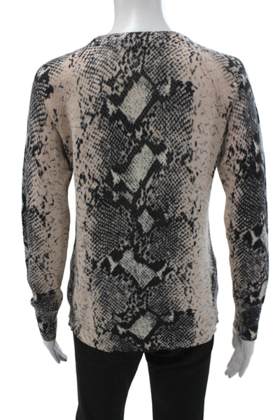 Acrobat Womens Silk Pullover Animal Print Sweater Beige Long Sleeve Size XS