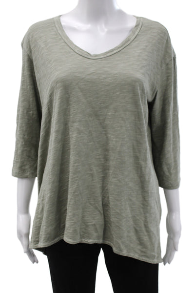 Wilt Women Tunic Green Scoop Neck 3/4 Sleeve Cotton Pullover Size M
