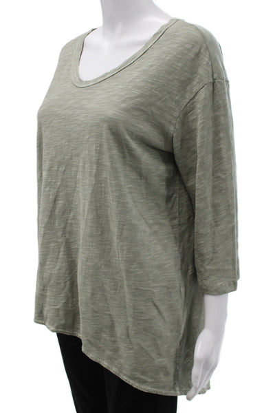 Wilt Women Tunic Green Scoop Neck 3/4 Sleeve Cotton Pullover Size M