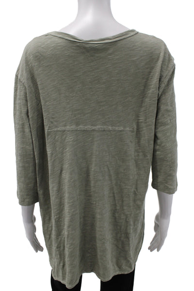 Wilt Women Tunic Green Scoop Neck 3/4 Sleeve Cotton Pullover Size M