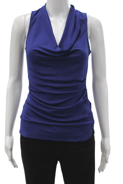 Artelier Nicole Miller Womens Basic Blue Cowl Neck Sleeveless Tank Size PP