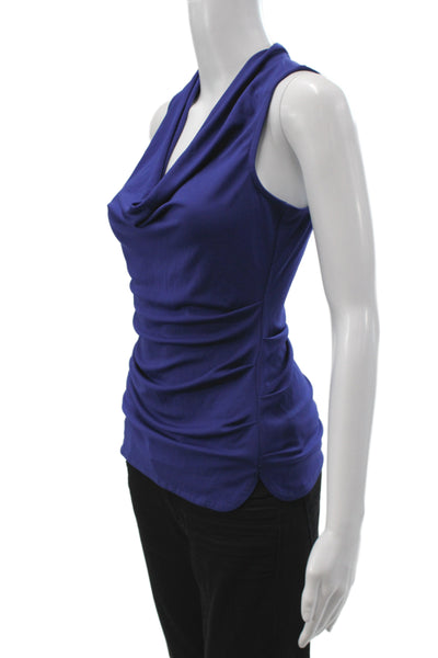Artelier Nicole Miller Womens Basic Blue Cowl Neck Sleeveless Tank Size PP