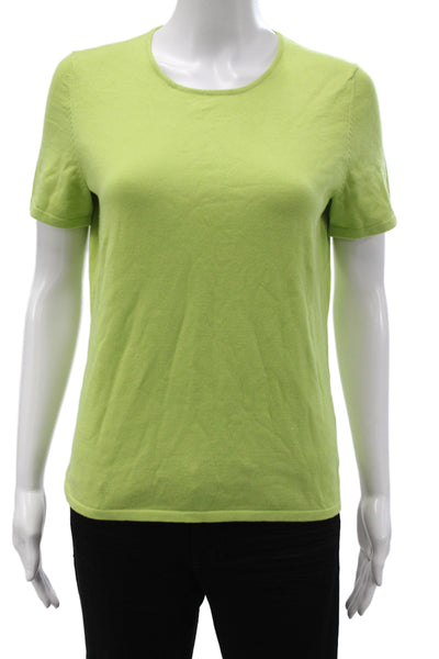 Belford Womens Green Pullover Sweater Crew Neck Short Sleeve Pima Cotton Size M
