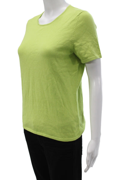 Belford Womens Green Pullover Sweater Crew Neck Short Sleeve Pima Cotton Size M