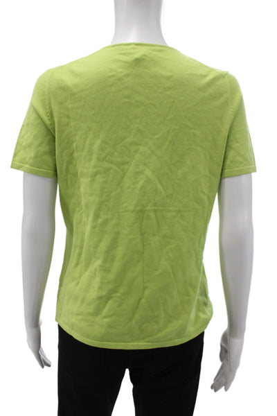 Belford Womens Green Pullover Sweater Crew Neck Short Sleeve Pima Cotton Size M
