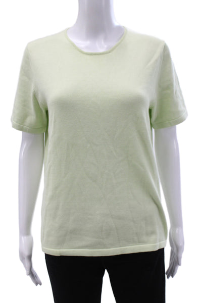 Belford Women Pullover Sweater Green 100% Cotton Crew Neck Short Sleeve Size M