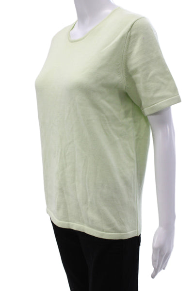 Belford Women Pullover Sweater Green 100% Cotton Crew Neck Short Sleeve Size M