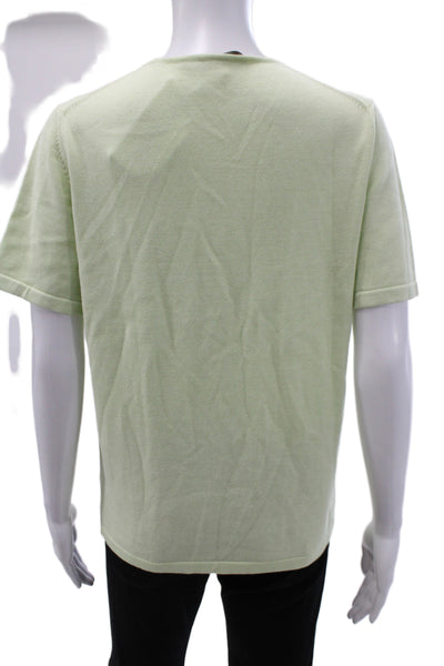 Belford Women Pullover Sweater Green 100% Cotton Crew Neck Short Sleeve Size M