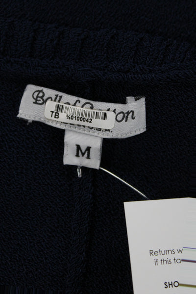 Ball Of Cotton Women Pullover Blue Cotton V Neck Long Sleeve Casual Size M
