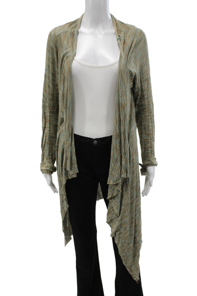 Michael Lauren Womens Cardigan Striped V-Neck Beige Long Sleeve Boho Size L