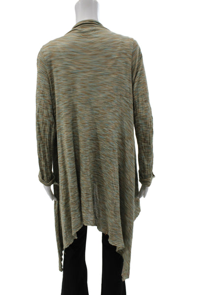 Michael Lauren Womens Cardigan Striped V-Neck Beige Long Sleeve Boho Size L